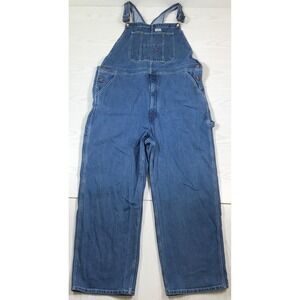 HISEA Denim Bib Overalls Mens 44x30 Blue Workwear Carpenter Utility Pockets